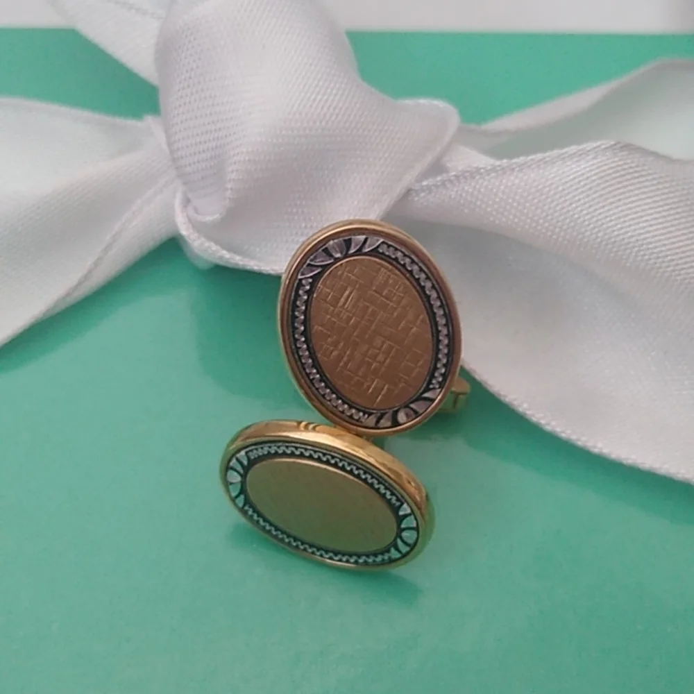 Vintage Gold Plated Hand Etched Cuff Links cufflinks